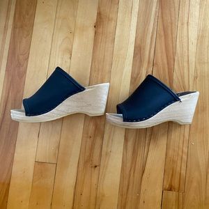 No. 6 Daria Clog on Wedge in Black, Size 39